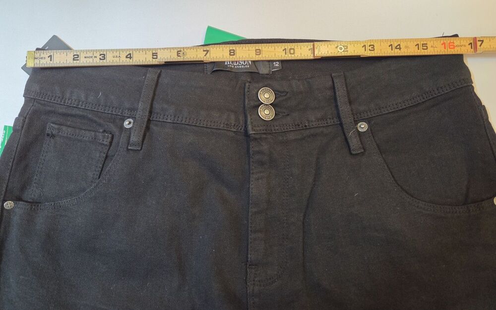 NWT Hudson Jeans Womens 12 Black Mid Rise Straight Leg 29 Inseam Flap Pocket - Picture 9 of 11